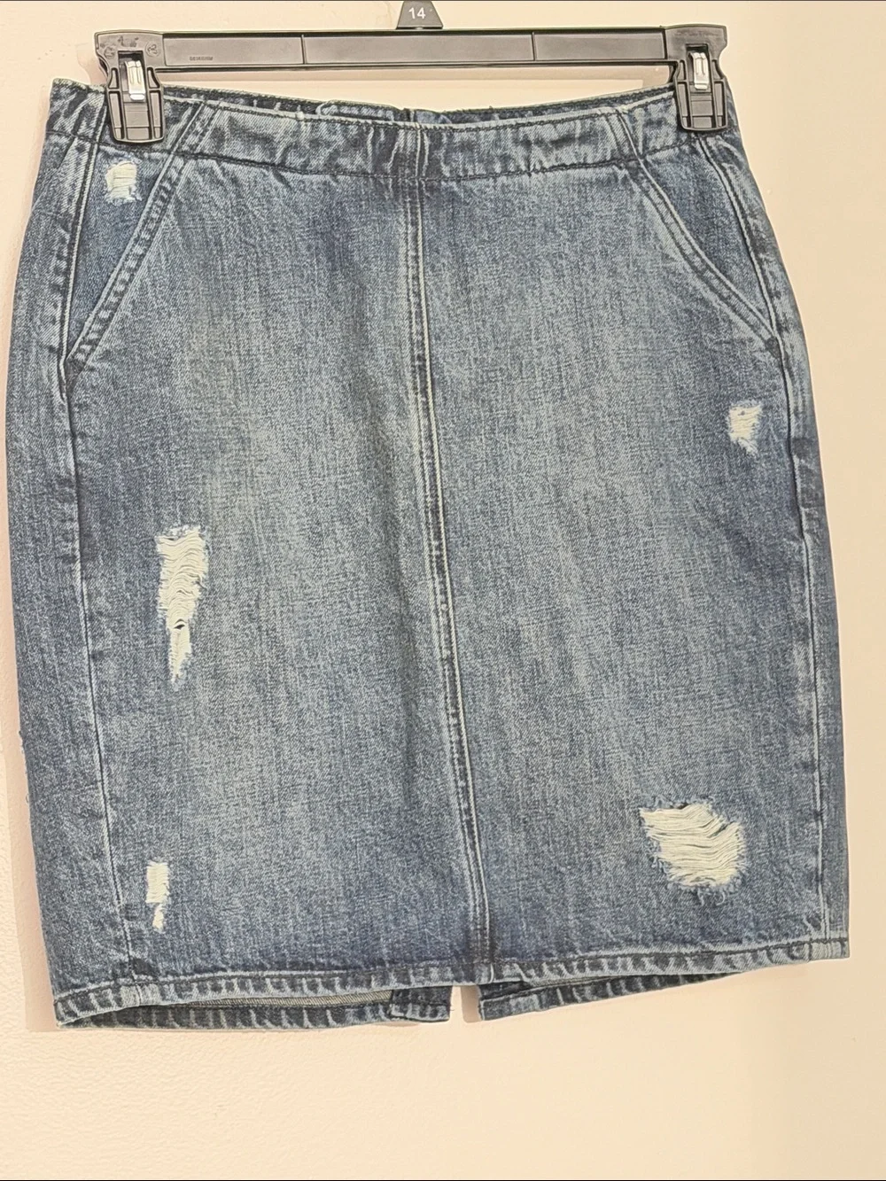 GAP Dark Indigo Distressed Denim Pencil Skirt